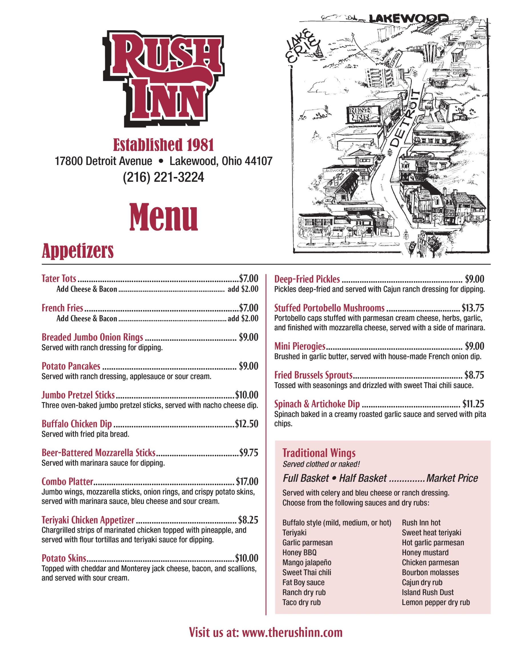 Lakewood Menu Rush Inn
