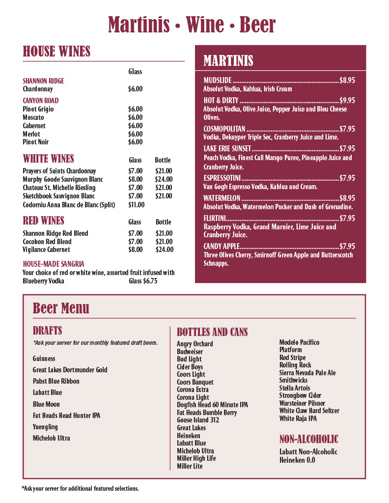 Lakewood Menu Rush Inn